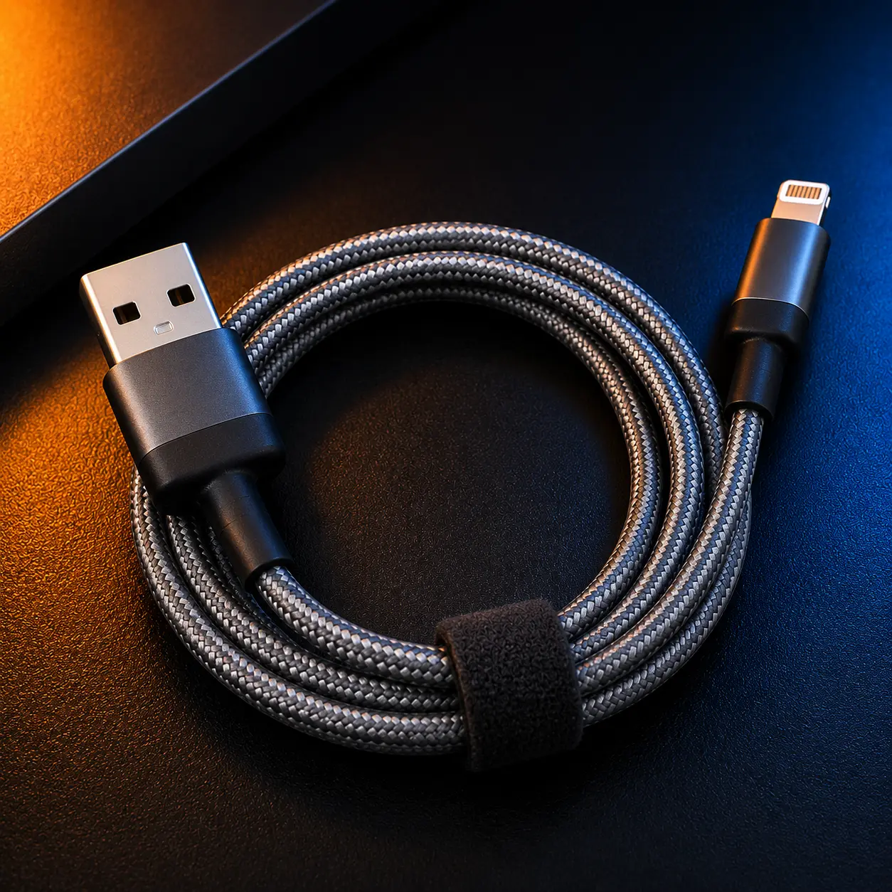 کابل تبدیل USB به لایتنینگ TC-1001 | کابل شارژ و انتقال دیتا آیفون 1 متری روکش کنفی